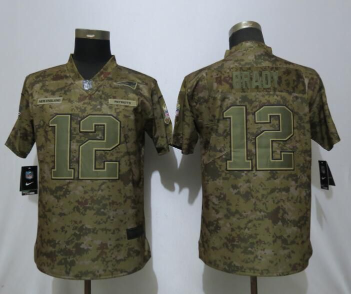 Women New England Patriots #12 Brady Nike Camo Salute to Service Limited NFL Jersey